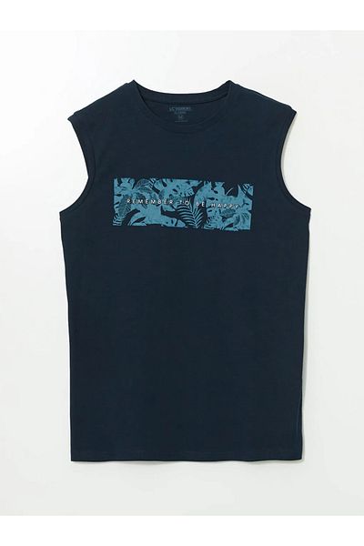 LC Waikiki Ανδρικό αμάνικο μπλουζάκι με στάμπα LCWAIKIKI Classic Crew Neck