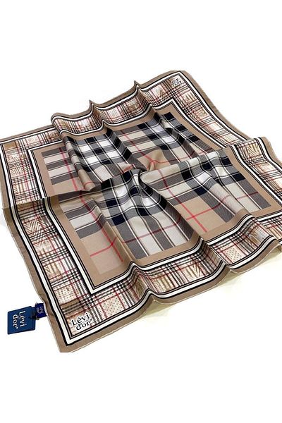 Levidor Twill Silk Φουλάρι Μαύρο, Βιζόν, Κόκκινο, Κρεμ