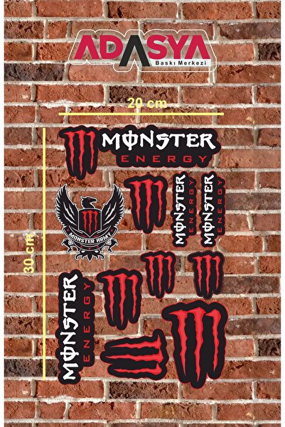 arduçlazer MONSTER EKİPMAN KASK MOTORSİKLET GRENAJ OTO BİSİKLET STİCKER SETİ