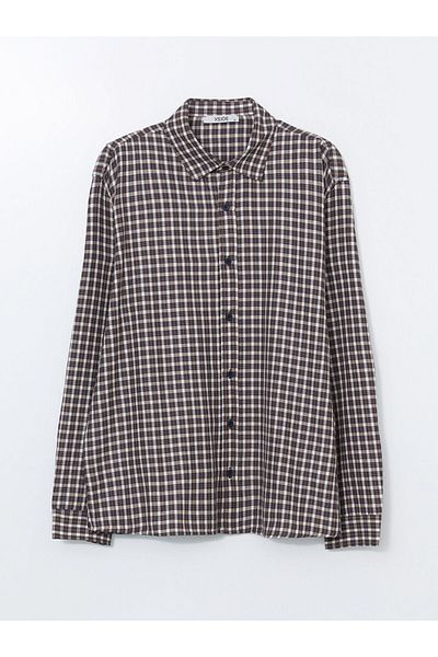 LC Waikiki Xside Navy Blue Regular Fit Long Sleeve Plaid Men's Shirt