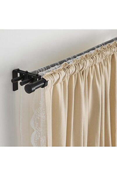 erorex Triple curtain rod combination, black, 210-385 cm