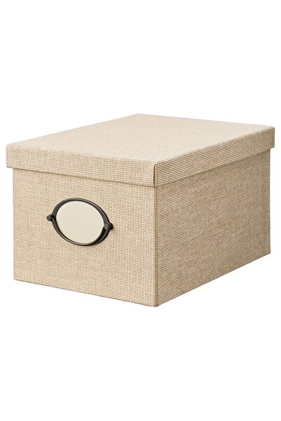 Generic صندوق تخزين مع غطاء، بيج، 25×35×20 سم