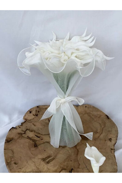 Bioren Gelin Buketi Islak Gala Beyaz Damat Yaka Çiçeği gelin buketi ve yaka ç...