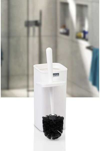 Okyanus Home Βούρτσα Mina Λευκή Ριγέ Τετράγωνη WC