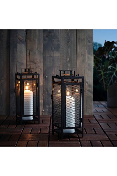 erorex Lantern for pillar candle, in/outdoor anthracite, 34 cm