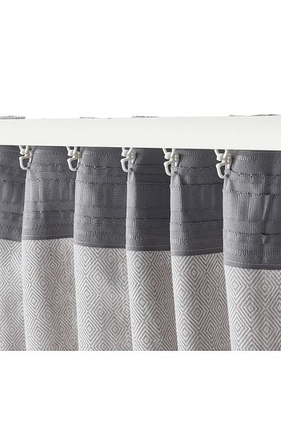 erorex Curtains, 1 pair, with heading tape/white/grey, 145x300 cm