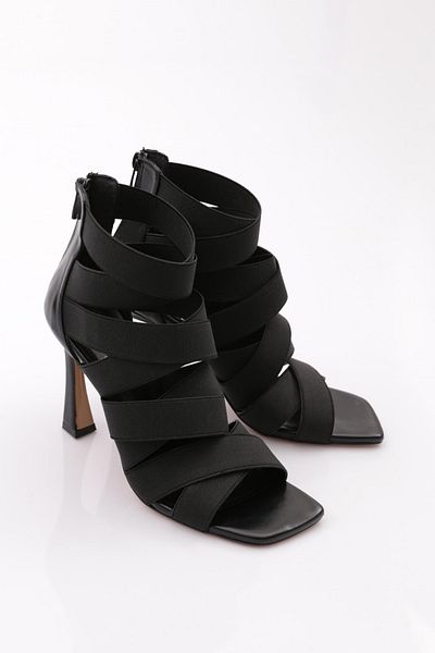 DGN Women's Back Zipper Heeled Evening Shoes Black 71012535