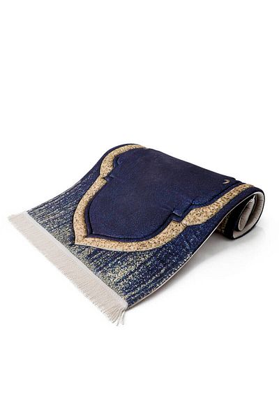 Bursa İpek Navy Blue Quilted Sponge Prayer Rug