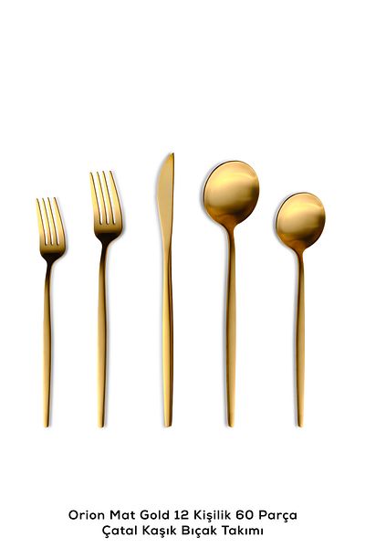 Karaca Orion Matte Gold 12-Person 60-Piece Cutlery Set