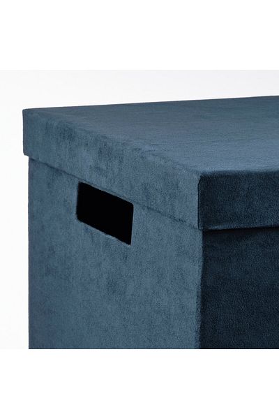erorex Storage box with lid, velvet dark blue, 25x35x20 cm