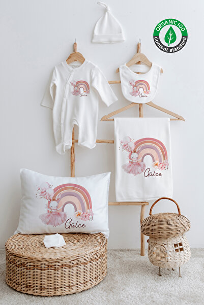 Lilabio %100 Organik İsme Özel İsimli 6lı Hastane Çıkışı Tulum Set Balerin Ta...