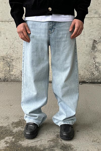 Flaw Wear Ice Blue Baggy Jeans with Fading Detail
