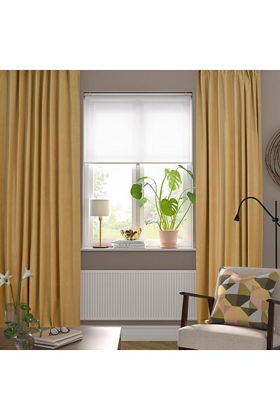 erorex Curtains, 1 pair, with heading tape/beige-yellow, 140x300 cm