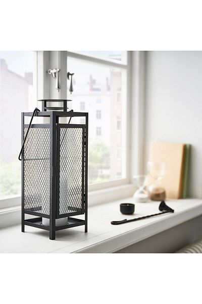 erorex Lantern for pillar candle, in/outdoor anthracite, 34 cm