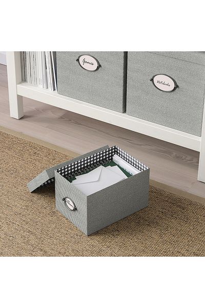 erorex Storage box with lid, grey, 18x25x15 cm