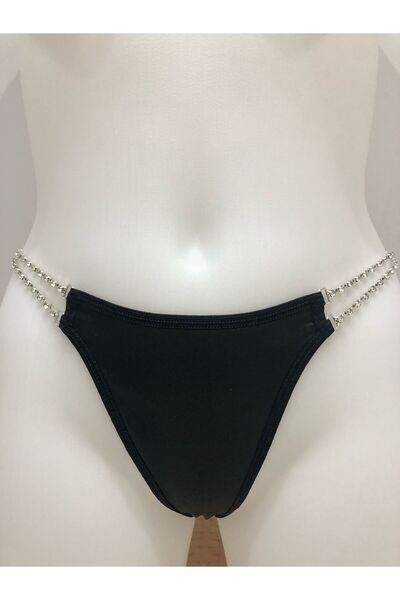 KUMSALDA İNCİ KADIN, SATEN TAŞ DETAYLI ŞIK TANGA KÜLOT