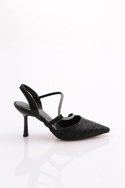 DGN Pantofi de seara cu brodare cu piatra de dama cu dungi negre 52623378