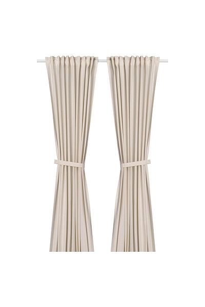 erorex Curtains with tie-backs, 1 pair, with heading tape/off-white, 140x300 cm
