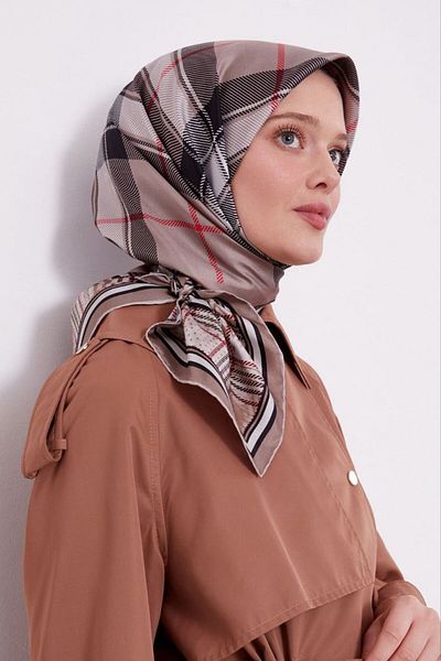 Levidor Twill Silk Φουλάρι Μαύρο, Βιζόν, Κόκκινο, Κρεμ