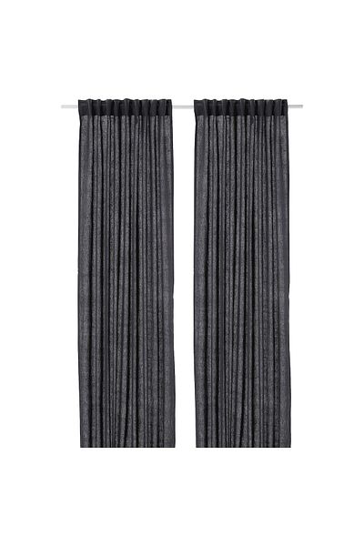 erorex Curtains, 1 pair, with heading tape/dark grey, 145x300 cm