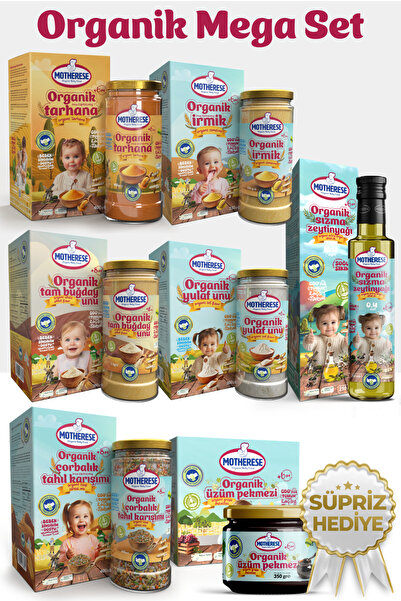 Motherese Organik Mega Set-Tarhana-İrmik-Tam buğday unu-Yulaf unu-Zeytinyağı-...