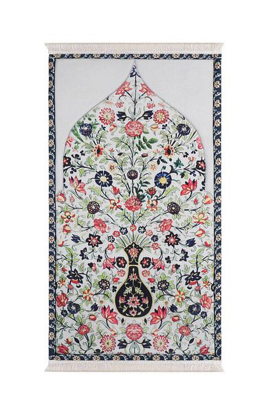 Bursa İpek Gray Quilted Sponge Prayer Rug