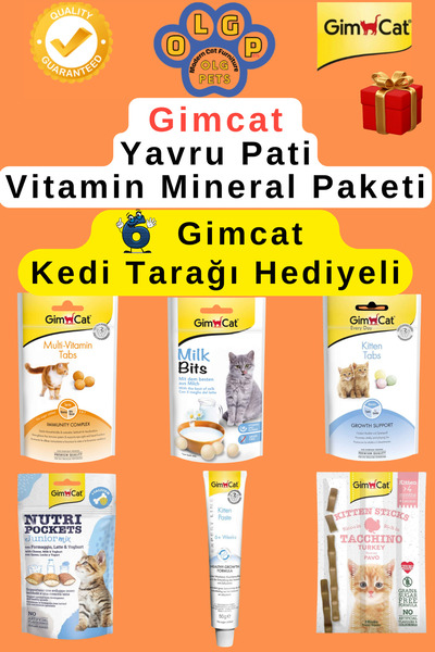 Gimcat Yavru Pati Paketi, Gimcat Kitten Paste ( 6 Gimcat Ürünü ve Kedi Tarağı Hediyeli )