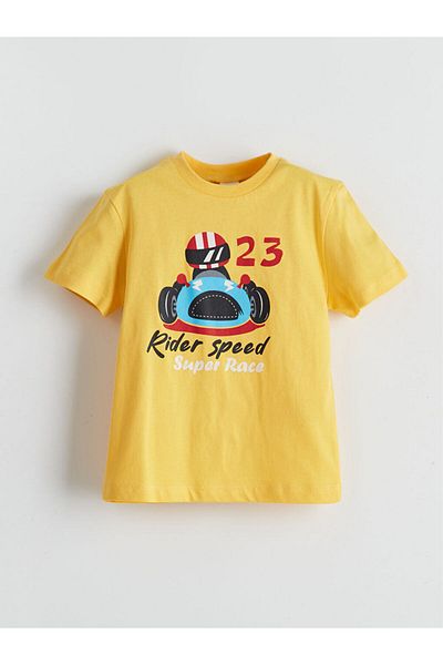 LC Waikiki Yellow Crew Neck Printed Baby Boy T-Shirt