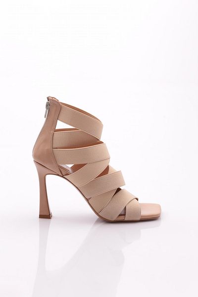 DGN Pantofi de seara de dama cu fermoar in spate cu toc Bej 71012535