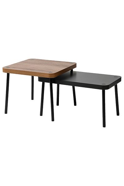 erorex Nest of tables, set of 2, grey/walnut effect