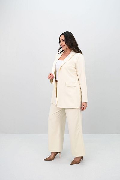 Koza Butik Women's Plus Size Wide Leg Jacket Pants Suit 9008-25