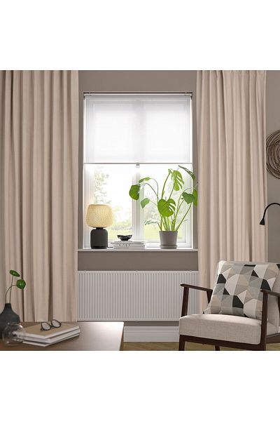 erorex Curtains, 1 pair, with heading tape/light beige, 140x300 cm
