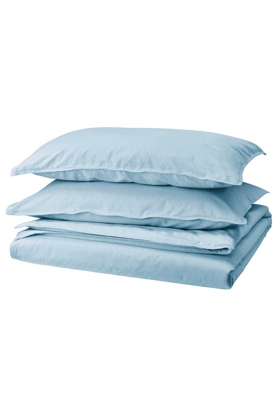 Generic Duvet cover and 2 pillowcases, blue-grey, 240x220/50x80 cm