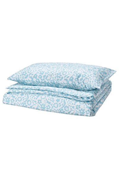 AZOZ MERCHLY Duvet cover and pillowcase, white/blue, 150x200/50x80 cm
