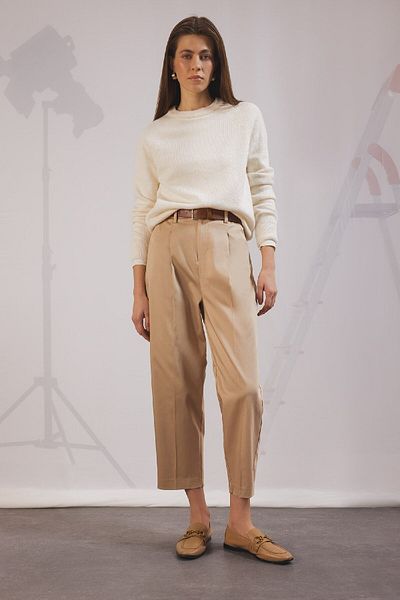 DeFacto Karotten-Fit-Winterhose mit hoher Taille und plissiertem, schmalem Bein – Basic-Modell mit Gürtel