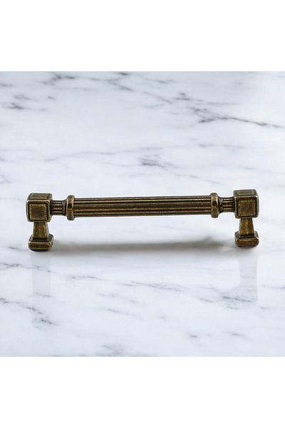 Badem10 Talas 128 mm dungi metal galben antic mobilier bucătărie sertar dulap dulap mâner mâner