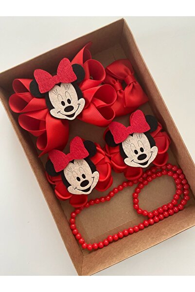 Minnie Mouse Hediyelik Kırmızı Minnie Mouse Toka Seti
