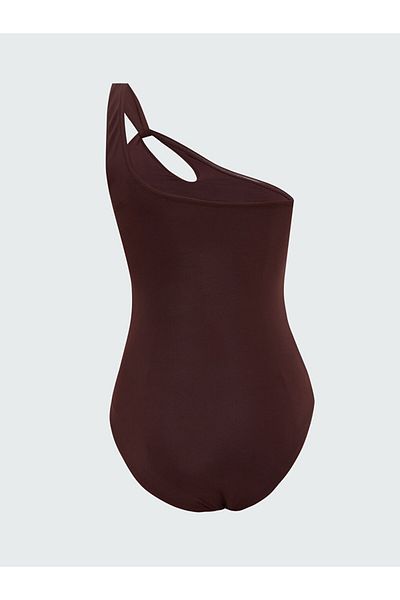 LC Waikiki Brown One Shoulder Plain Removable Pad Women's Swimsuit
