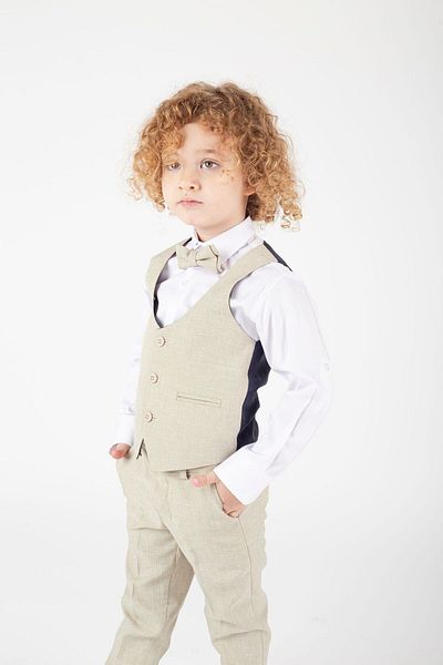Terry Kids Boy's Slim Suit with Bow Tie and Vest