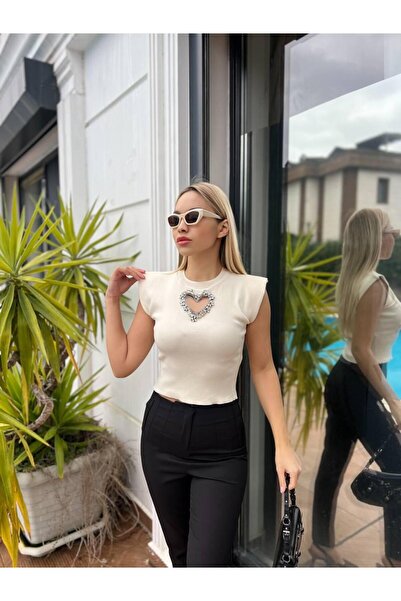 For Angels Crop μπλούζα με αξεσουάρ καρδιάς στο μπροστινό μέρος