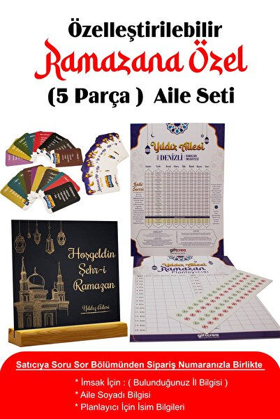 giftcrea Kişiselleştirilebilir Ramazan Aile Seti – 5 Parça Manevi Hediye Seti