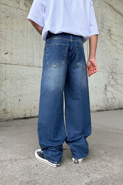 Flaw Wear Striped Super Blue Baggy Jeans