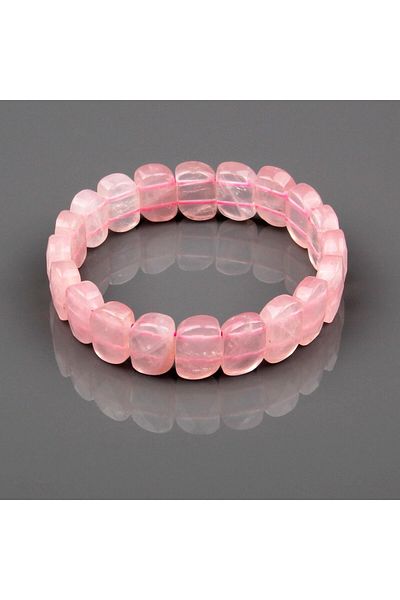 Sahra Pink Quartz Natural Stone Bracelet 10 X 15 mm Custom Cut