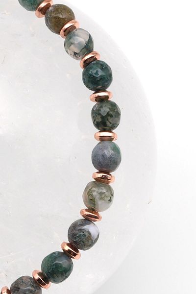 Sahra Moss Agate Natural Stone Macrame Knitted Bracelet