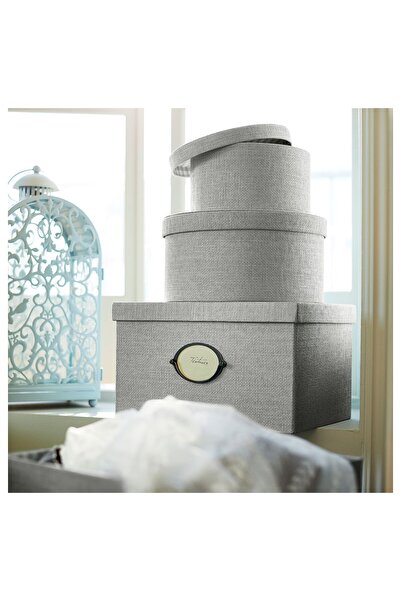erorex Storage box with lid, grey, 25x35x20 cm