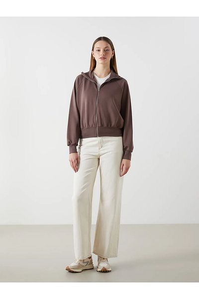 LC Waikiki Γυναικείο φούτερ με φερμουάρ LCWAIKIKI Classic Stand-up Collar Oversize