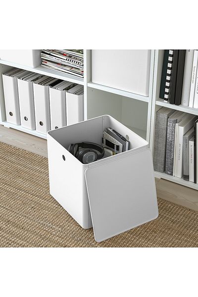 erorex Storage box with lid, white, 32x32x32 cm