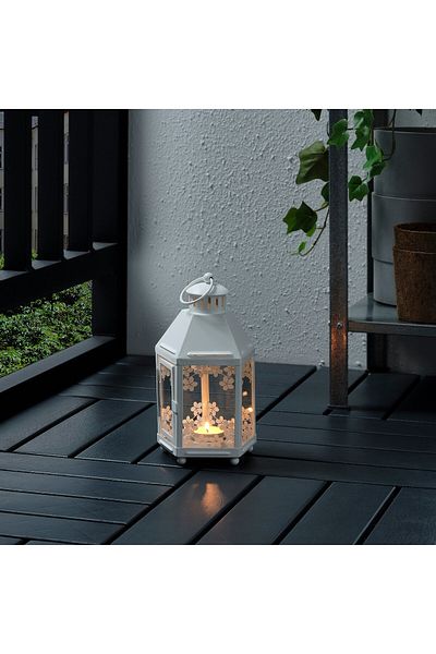 erorex Lantern for tealight, in/outdoor, white, 21 cm