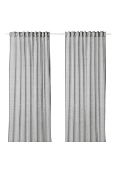Generic Curtains, 1 pair, with heading tape/grey, 145x300 cm