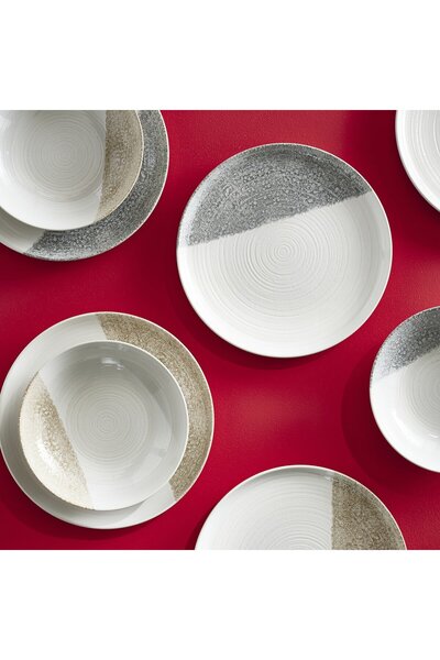 erorex Deep plate, patterned/grey, 19 cm